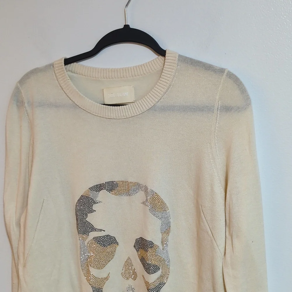 Zadig & Voltaire Miss Camo Skull Embellished Rhinestone Pullover Sweater Medium - Picture 4 of 11